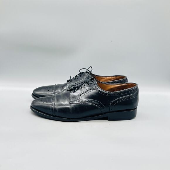 Allen Edmonds Shoes Mens 8.5 Black Leather Sanford Cap Toe Oxford Dress Brogue main image 6